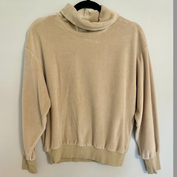 Tan Velour Mock Turtleneck Sweater - Picture 2 of 5